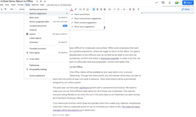 The contemporary red squiggle in Google Docs flags ‘potentially incorrect phrases’