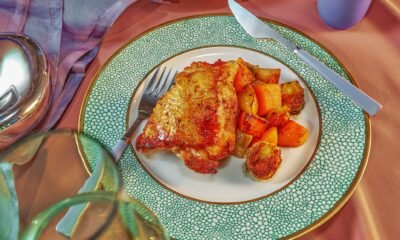 Maple-Soy Roasted Rooster Thighs with Plunge Greens